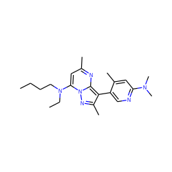 CCCCN(CC)c1cc(C)nc2c(-c3cnc(N(C)C)cc3C)c(C)nn12 ZINC000013583153