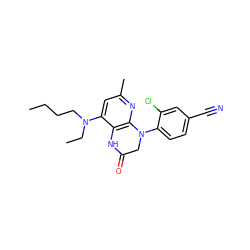 CCCCN(CC)c1cc(C)nc2c1NC(=O)CN2c1ccc(C#N)cc1Cl ZINC000013584789