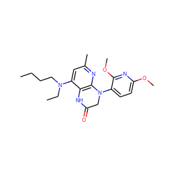 CCCCN(CC)c1cc(C)nc2c1NC(=O)CN2c1ccc(OC)nc1OC ZINC000003939580