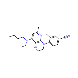 CCCCN(CC)c1cc(C)nc2c1NCCN2c1ccc(C#N)cc1C ZINC000014975077