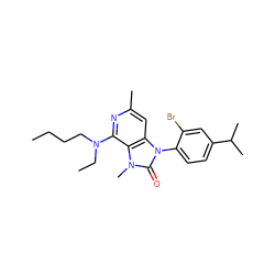 CCCCN(CC)c1nc(C)cc2c1n(C)c(=O)n2-c1ccc(C(C)C)cc1Br ZINC000028114741