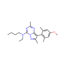 CCCCN(CC)c1nc(C)nc2c(-c3c(C)cc(OC)cc3C)c(C)nn12 ZINC000042887833