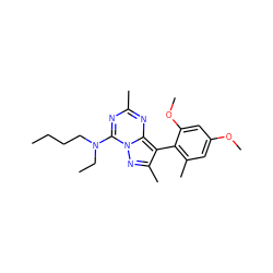 CCCCN(CC)c1nc(C)nc2c(-c3c(C)cc(OC)cc3OC)c(C)nn12 ZINC000040899675