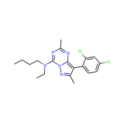 CCCCN(CC)c1nc(C)nc2c(-c3ccc(Cl)cc3Cl)c(C)nn12 ZINC000013804962