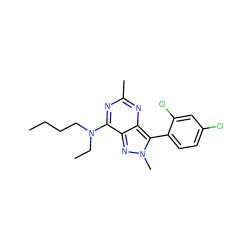 CCCCN(CC)c1nc(C)nc2c(-c3ccc(Cl)cc3Cl)n(C)nc12 ZINC000013445120