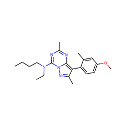 CCCCN(CC)c1nc(C)nc2c(-c3ccc(OC)cc3C)c(C)nn12 ZINC000040404547