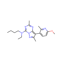 CCCCN(CC)c1nc(C)nc2c(-c3ccc(OC)nc3C)c(C)nn12 ZINC000040429573