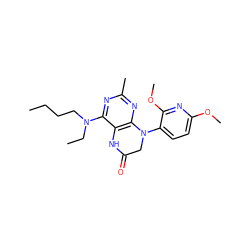 CCCCN(CC)c1nc(C)nc2c1NC(=O)CN2c1ccc(OC)nc1OC ZINC000014975057