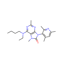 CCCCN(CC)c1nc(C)nc2c1n(C)c(=O)n2-c1c(C)cc(C)nc1C ZINC000028018251