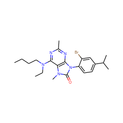 CCCCN(CC)c1nc(C)nc2c1n(C)c(=O)n2-c1ccc(C(C)C)cc1Br ZINC000029402287