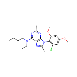 CCCCN(CC)c1nc(C)nc2c1nc(C)n2-c1c(Cl)cc(OC)cc1OC ZINC000013795043