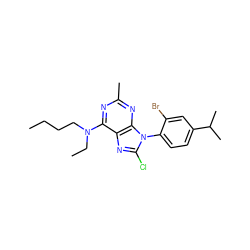 CCCCN(CC)c1nc(C)nc2c1nc(Cl)n2-c1ccc(C(C)C)cc1Br ZINC000028111060