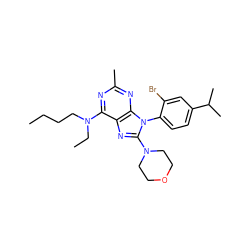 CCCCN(CC)c1nc(C)nc2c1nc(N1CCOCC1)n2-c1ccc(C(C)C)cc1Br ZINC000028102191