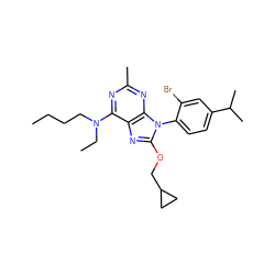 CCCCN(CC)c1nc(C)nc2c1nc(OCC1CC1)n2-c1ccc(C(C)C)cc1Br ZINC000028100307