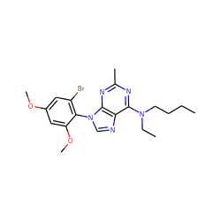 CCCCN(CC)c1nc(C)nc2c1ncn2-c1c(Br)cc(OC)cc1OC ZINC000013795025