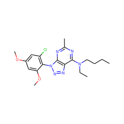 CCCCN(CC)c1nc(C)nc2c1nnn2-c1c(Cl)cc(OC)cc1OC ZINC000013794940