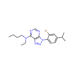 CCCCN(CC)c1ncnc2c1nnn2-c1ccc(C(C)C)cc1Br ZINC000013794710