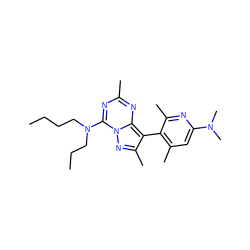 CCCCN(CCC)c1nc(C)nc2c(-c3c(C)cc(N(C)C)nc3C)c(C)nn12 ZINC000040409405