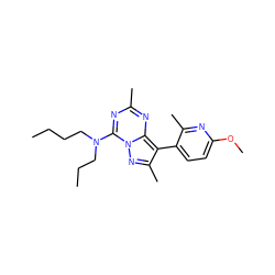 CCCCN(CCC)c1nc(C)nc2c(-c3ccc(OC)nc3C)c(C)nn12 ZINC000040940182