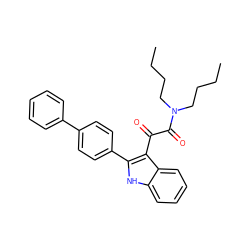 CCCCN(CCCC)C(=O)C(=O)c1c(-c2ccc(-c3ccccc3)cc2)[nH]c2ccccc12 ZINC000473085941