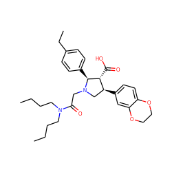 CCCCN(CCCC)C(=O)CN1C[C@H](c2ccc3c(c2)OCCO3)[C@@H](C(=O)O)[C@@H]1c1ccc(CC)cc1 ZINC000027312291