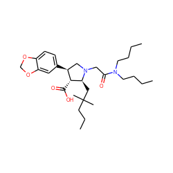 CCCCN(CCCC)C(=O)CN1C[C@H](c2ccc3c(c2)OCO3)[C@@H](C(=O)O)[C@@H]1CC(C)(C)CCC ZINC000013780886