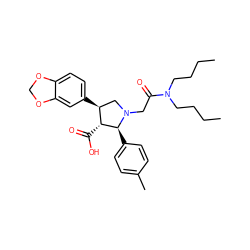 CCCCN(CCCC)C(=O)CN1C[C@H](c2ccc3c(c2)OCO3)[C@@H](C(=O)O)[C@@H]1c1ccc(C)cc1 ZINC000013470123