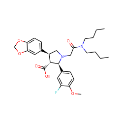 CCCCN(CCCC)C(=O)CN1C[C@H](c2ccc3c(c2)OCO3)[C@@H](C(=O)O)[C@@H]1c1ccc(OC)c(F)c1 ZINC000027311349