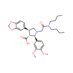 CCCCN(CCCC)C(=O)CN1C[C@H](c2ccc3c(c2)OCO3)[C@@H](C(=O)O)[C@@H]1c1ccc(OC)c(OC)c1 ZINC000027310497