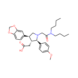 CCCCN(CCCC)C(=O)CN1C[C@H](c2ccc3c(c2)OCO3)[C@@H](CC(=O)O)[C@@H]1c1ccc(OC)cc1 ZINC000028110610