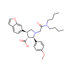 CCCCN(CCCC)C(=O)CN1C[C@H](c2ccc3ccoc3c2)[C@@H](C(=O)O)[C@@H]1c1ccc(OC)cc1 ZINC000013760919