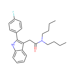 CCCCN(CCCC)C(=O)Cc1c(-c2ccc(F)cc2)[nH]c2ccccc12 ZINC000013833107