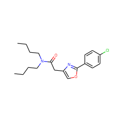 CCCCN(CCCC)C(=O)Cc1coc(-c2ccc(Cl)cc2)n1 ZINC000072120136