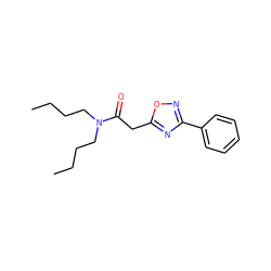 CCCCN(CCCC)C(=O)Cc1nc(-c2ccccc2)no1 ZINC000072114624