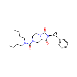 CCCCN(CCCC)C(=O)N1CCN2C(=O)N([C@H]3C[C@@H]3c3ccccc3)C(=O)[C@@H]2C1 ZINC000072177092