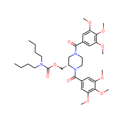 CCCCN(CCCC)C(=O)OC[C@@H]1CN(C(=O)c2cc(OC)c(OC)c(OC)c2)CCN1C(=O)c1cc(OC)c(OC)c(OC)c1 ZINC000025963739