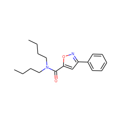 CCCCN(CCCC)C(=O)c1cc(-c2ccccc2)no1 ZINC000072119672