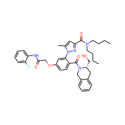 CCCCN(CCCC)C(=O)c1cc(C)n(-c2cc(OCC(=O)Nc3ccccc3F)ccc2C(=O)N2Cc3ccccc3C[C@H]2CO)n1 ZINC000207597177