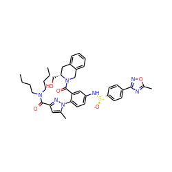 CCCCN(CCCC)C(=O)c1cc(C)n(-c2ccc(N[S@+]([O-])c3ccc(-c4noc(C)n4)cc3)cc2C(=O)N2Cc3ccccc3C[C@H]2CO)n1 ZINC001772586048