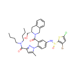 CCCCN(CCCC)C(=O)c1cc(C)n(-c2ccc(N[S@@+]([O-])c3sc(Cl)cc3Br)cc2C(=O)N2Cc3ccccc3C[C@H]2CO)n1 ZINC001772641383