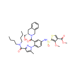 CCCCN(CCCC)C(=O)c1cc(C)n(-c2ccc(N[S@@+]([O-])c3scc(C(=O)OC)c3OC)cc2C(=O)N2Cc3ccccc3C[C@H]2CO)n1 ZINC001772628229