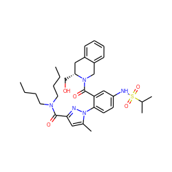 CCCCN(CCCC)C(=O)c1cc(C)n(-c2ccc(NS(=O)(=O)C(C)C)cc2C(=O)N2Cc3ccccc3C[C@H]2CO)n1 ZINC000148974845