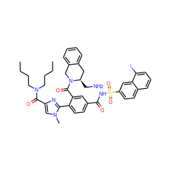 CCCCN(CCCC)C(=O)c1cn(C)c(-c2ccc(C(=O)NS(=O)(=O)c3ccc4cccc(I)c4c3)cc2C(=O)N2Cc3ccccc3C[C@H]2CN)n1 ZINC000217525802