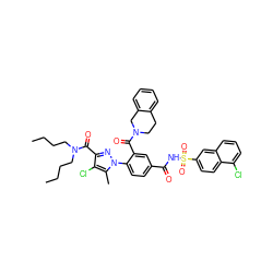 CCCCN(CCCC)C(=O)c1nn(-c2ccc(C(=O)NS(=O)(=O)c3ccc4c(Cl)cccc4c3)cc2C(=O)N2CCc3ccccc3C2)c(C)c1Cl ZINC000205506790