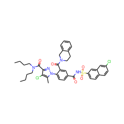 CCCCN(CCCC)C(=O)c1nn(-c2ccc(C(=O)NS(=O)(=O)c3ccc4ccc(Cl)cc4c3)cc2C(=O)N2CCc3ccccc3C2)c(C)c1Cl ZINC000205496315