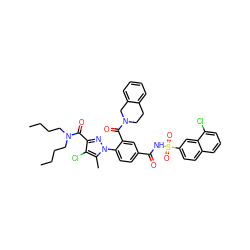 CCCCN(CCCC)C(=O)c1nn(-c2ccc(C(=O)NS(=O)(=O)c3ccc4cccc(Cl)c4c3)cc2C(=O)N2CCc3ccccc3C2)c(C)c1Cl ZINC000205499475