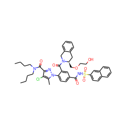 CCCCN(CCCC)C(=O)c1nn(-c2ccc(C(=O)NS(=O)(=O)c3ccc4ccccc4c3)cc2C(=O)N2Cc3ccccc3C[C@H]2COCCO)c(C)c1Cl ZINC000206266160