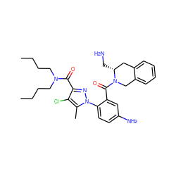 CCCCN(CCCC)C(=O)c1nn(-c2ccc(N)cc2C(=O)N2Cc3ccccc3C[C@H]2CN)c(C)c1Cl ZINC000042877562