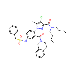 CCCCN(CCCC)C(=O)c1nn(-c2ccc(NS(=O)(=O)Cc3ccccc3)cc2C(=O)N2CCc3ccccc3C2)c(C)c1Cl ZINC000029465175