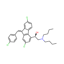 CCCCN(CCCC)C[C@H](O)c1cc(Cl)cc2c1-c1ccc(Cl)cc1/C2=C/c1ccc(Cl)cc1 ZINC000100004343